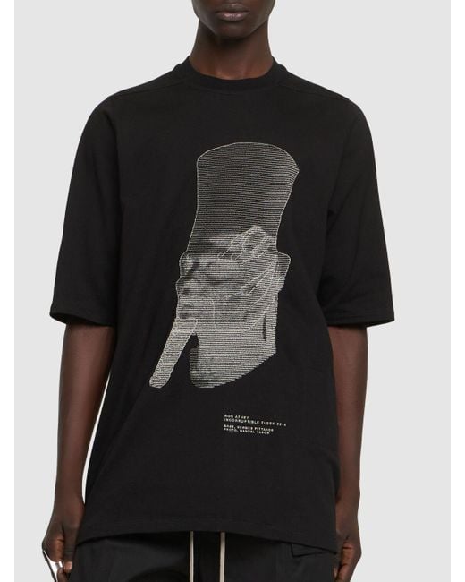 Rick Owens T-shirt Aus Bestickter Baumwolle "ron Jumbo" in Black für Herren