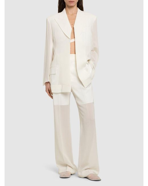 Pantalon droit en viscose mélangée Victoria Beckham en coloris White