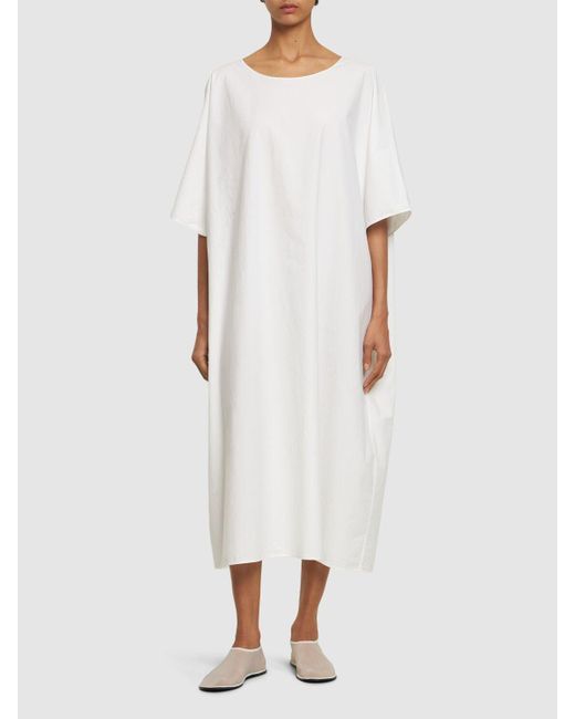 The Row White Isora Cotton & Silk Midi Dress