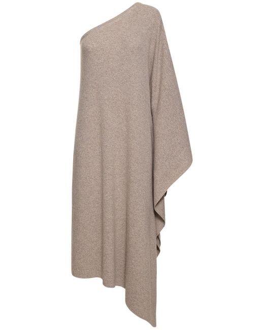 Michael Kors White One Shoulder Cashmere Knit Long Caftan