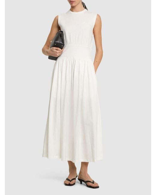 Totême  White Damen Langes Kleid Aus Baumwolle