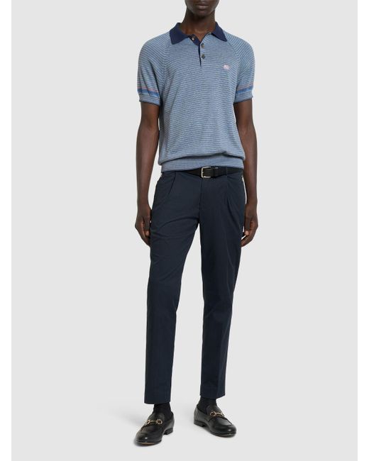 Etro Herren Strick-Poloshirt Aus Baumwolle Und Kaschmir in Blue für Herren