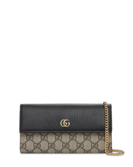 Gucci GG Marmont Leather Clutch in Black - Lyst