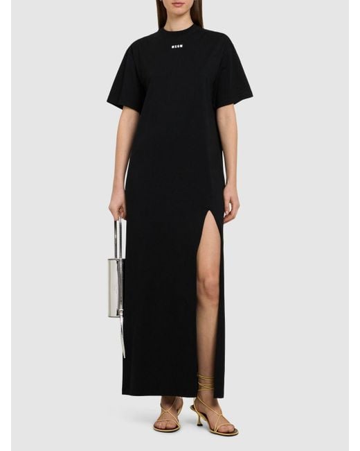 ワンピース MSGM LONG COTTON DRESS MSGM Cotton Jersey Long Dress in Black | Lyst