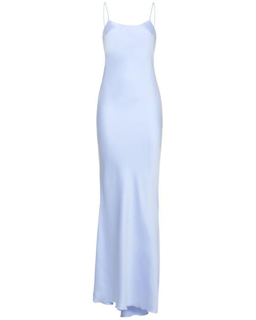 ANDAMANE Blue Ninfea Tech Crepe Satin Maxi Slip Dress