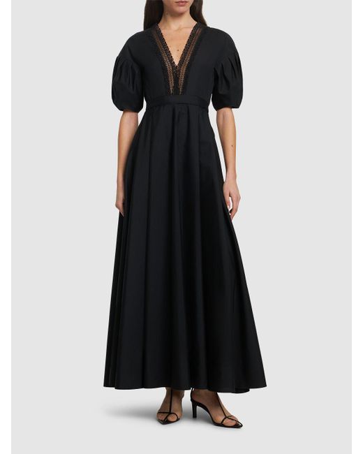 Giambattista Valli パフスリーブ ポプリンロングワンピース Black