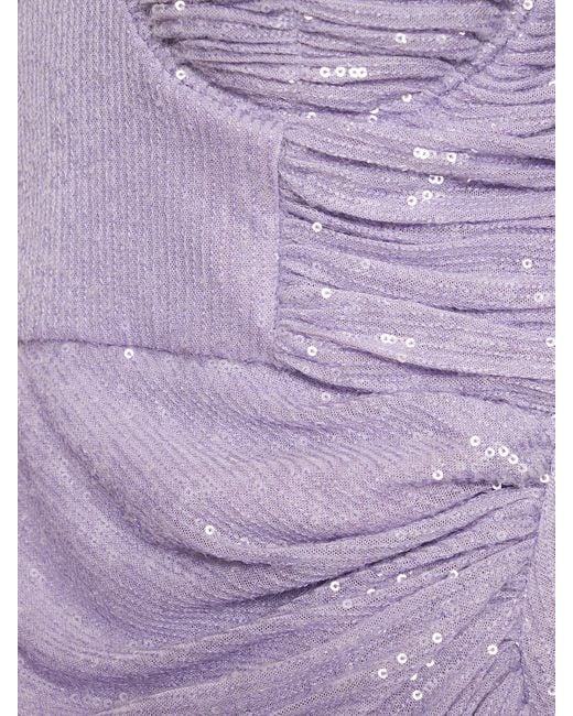 Self-Portrait Purple Sequin Off-shoulder Midi Dress