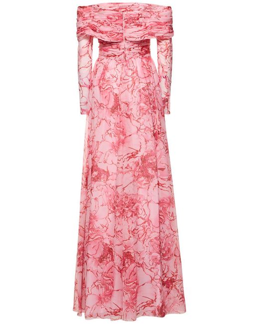 Giambattista Valli Pink Off-the-shoulder Georgette Gown