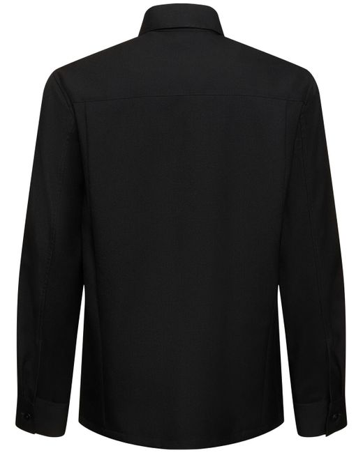 Jil Sander Black Fine Wool Gabardine Shirt for men