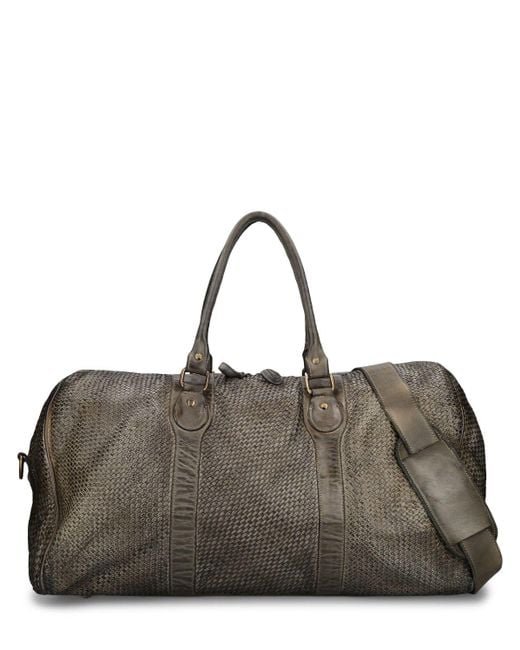 Giorgio Brato Brown Woven Leather Duffle Bag for men