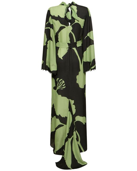 Vestito earthy elegance in seta / ricami di Johanna Ortiz in Green