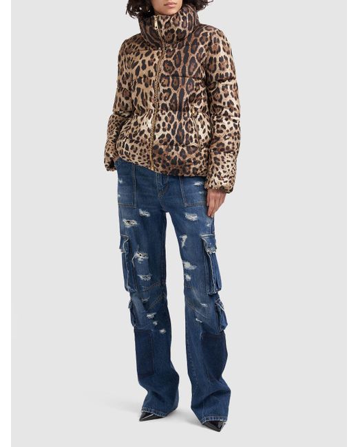 Dolce & Gabbana Multicolor Jacke Aus Satin Mit Leopardendruck
