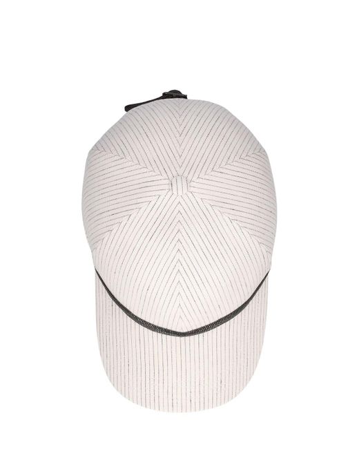 Cappello baseball in misto lino / decorazioni di Brunello Cucinelli in White