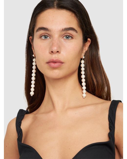 Magda Butrym White Pendant Pearl Earrings