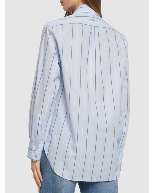 Marni Blue Striped Cotton Poplin Oversize Shirt