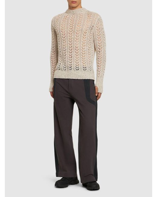 J.L-A.L Natural Redos Cotton Blend Open Knit Sweater for men
