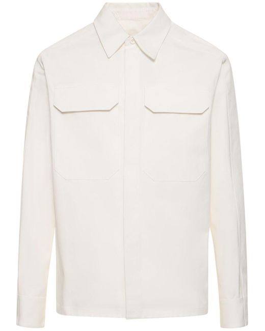 Jil Sander White Cotton Gabardine Overshirt for men