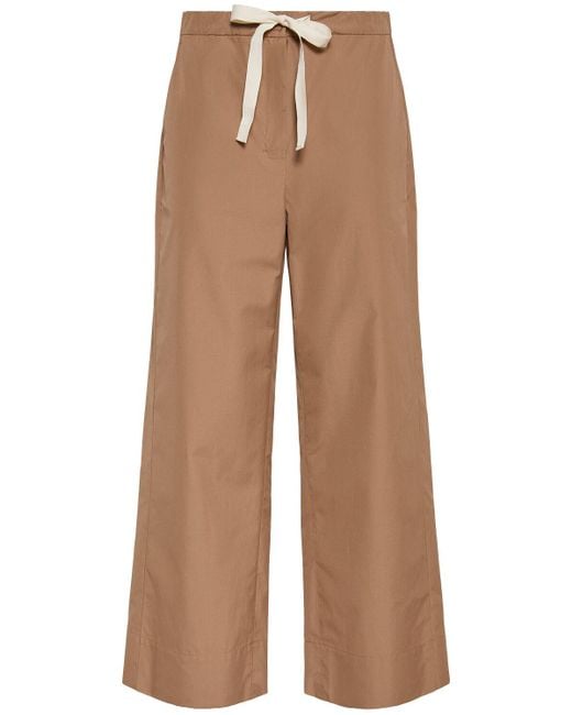 Max Mara Brown Argento Cotton Poplin Wide Leg Pants