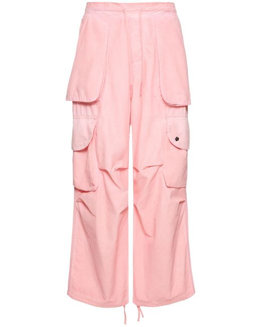 A PAPER KID Pink Nylon Cargo Pants