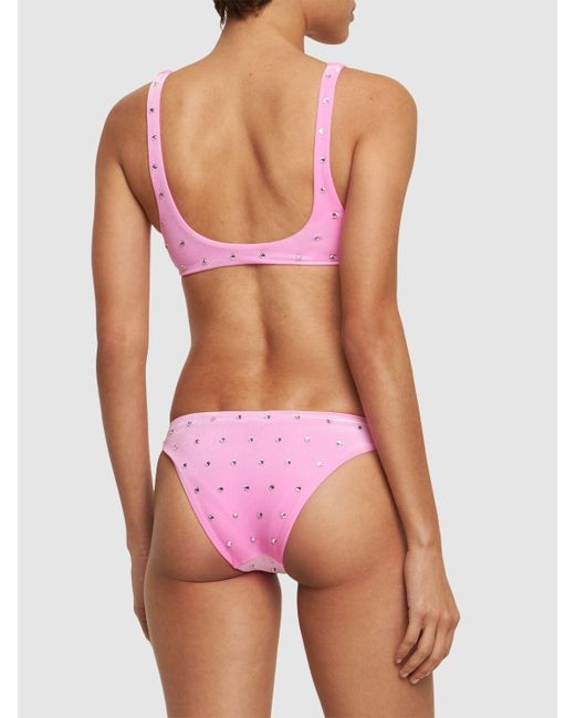 DSquared² Pink Embellished Chenille Bikini Bottoms