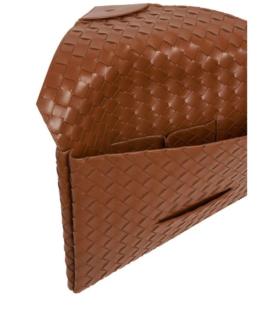 Bottega Veneta Brown Large Origami Leather Envelope Pouch
