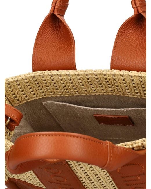 Chloé Brown Woody Raffia & Grained Leather Bag