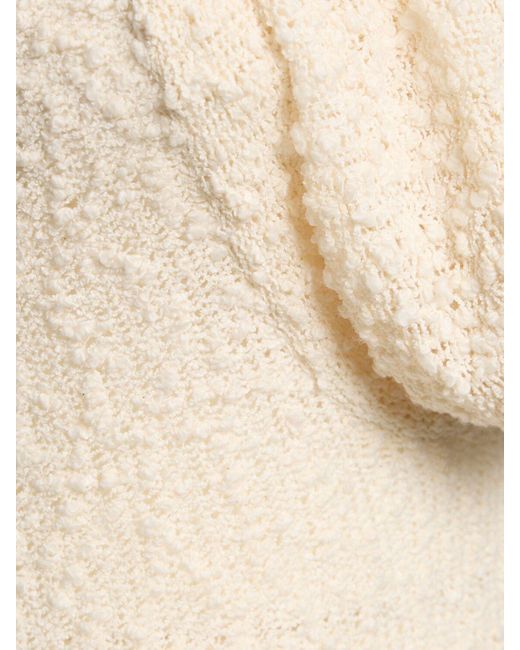 Magda Butrym Natural Cotton Blend Knit Dress W/ Plunge Neck