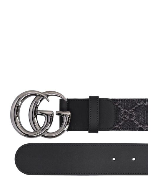 Cinturón marmont gg denim 40mm Gucci de color Black