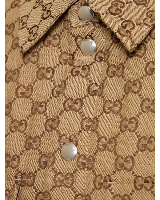 Gucci Brown gg Canvas Cotton Blend Shirt