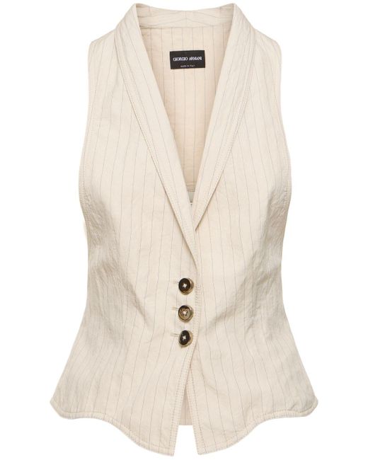 Giorgio Armani White Cotton Blend Sleeveless Vest W/ Cutouts