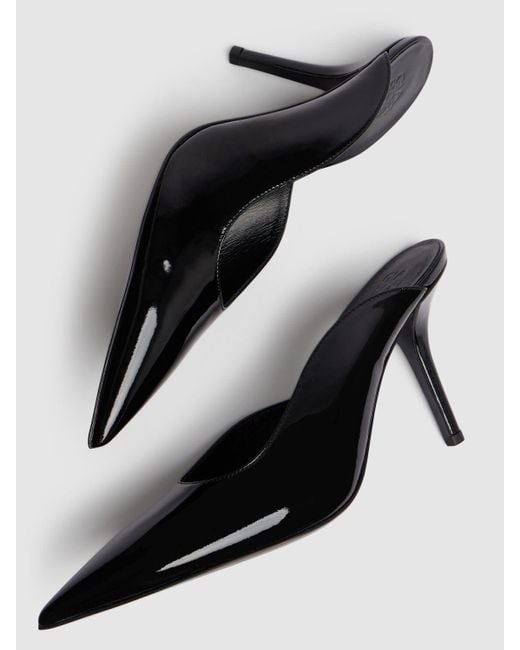 Gia Borghini 85Mm Abella Patent Faux Leather Mules in Black