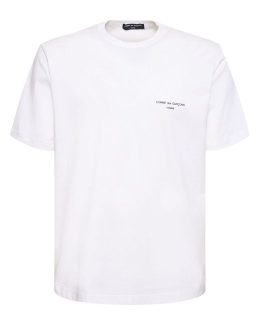 Camiseta de algodón estampado con logo Comme des Garçons de hombre de color White
