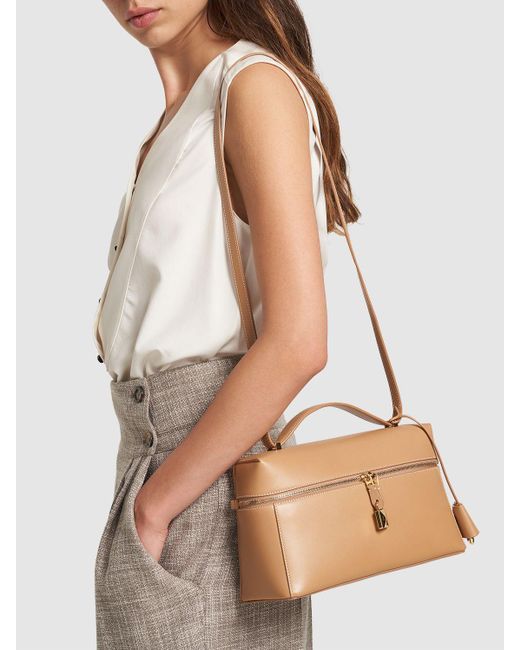 Loro Piana Extra Bag 27 レザートップハンドルバッグ ブラウン