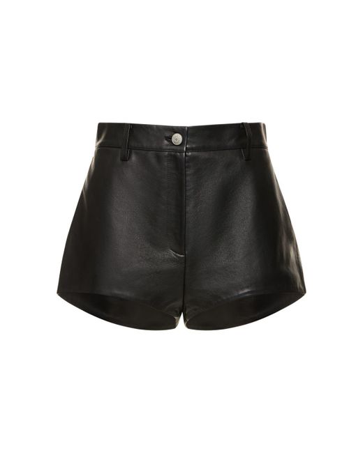 Magda Butrym Black Leather High Rise Shorts