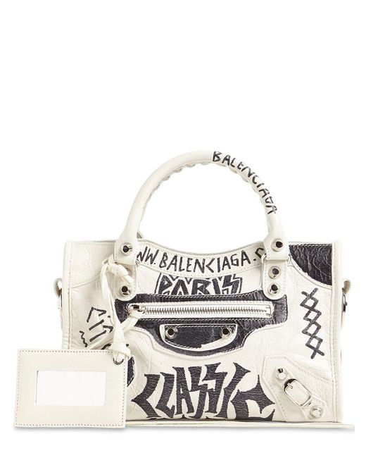 Balenciaga White Mini Classic City Graffiti Bag