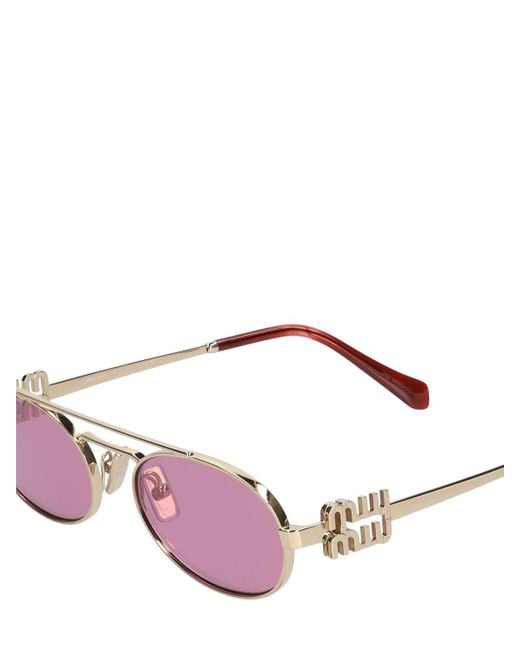 Gafas de sol redondas de metal Miu Miu de color Pink