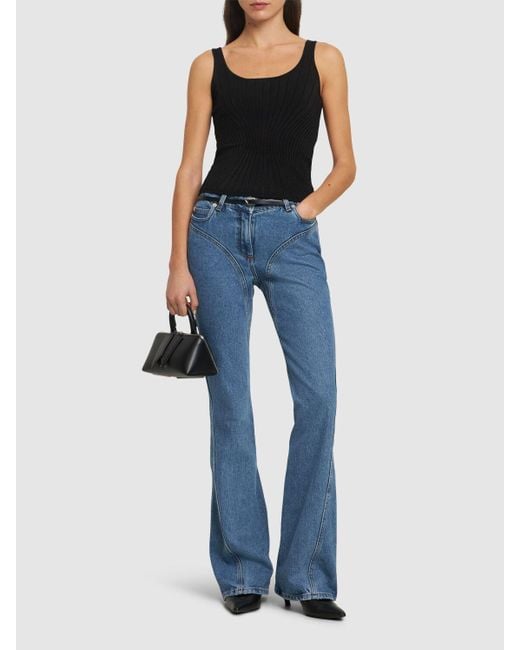 Mugler Blue Low Rise Denim Flared Jeans