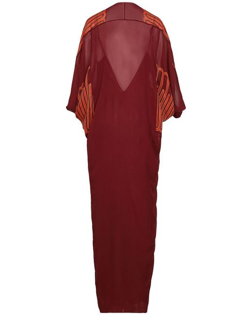 Johanna Ortiz Red Langärmeliges Kleid Aus Viskose "sensory Tapestry"