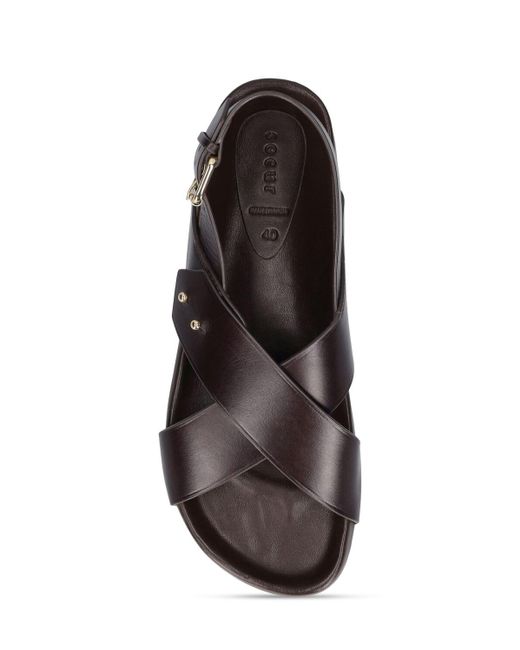 Soeur Brown 20mm Olaf Leather Flat Sandals