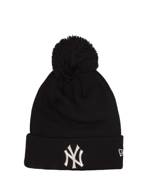 KTZ Black Ny Yankees Knit Beanie W/ Pompom