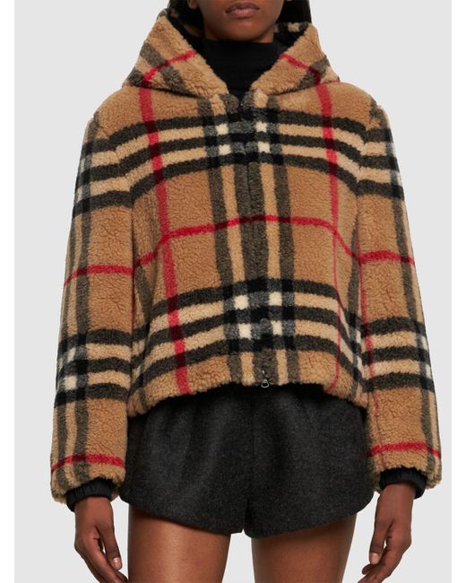 Burberry Multicolor Austrel Check Print Fleece Hood Jacket