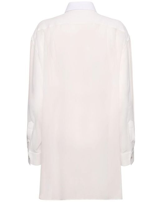 Camicia smoking in chiffon di seta di Stella McCartney in White