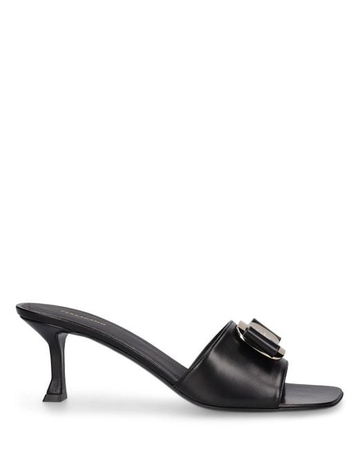 Ferragamo Black 65mm Hohe Mule-sandaletten Aus Leder "zelie"