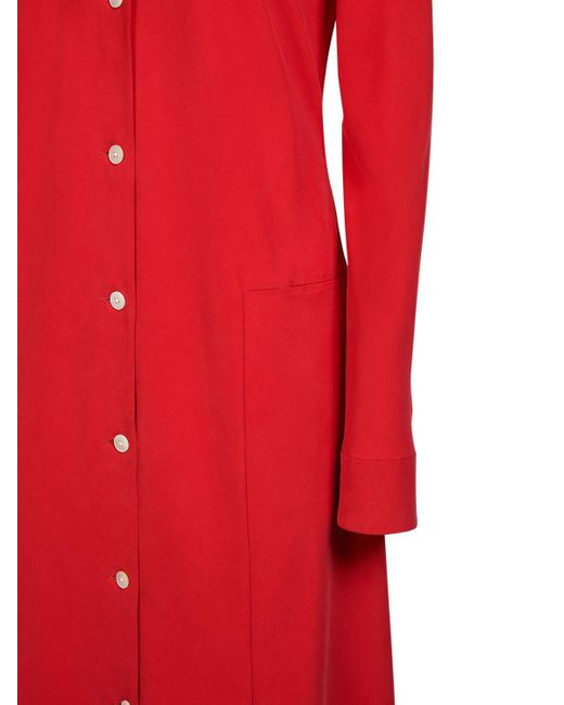 The Row Red Myra Silk Long Shirt Dress