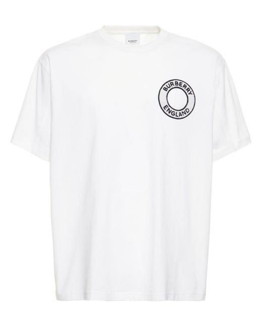 Burberry Dundalk Logo Print Cotton Jersey T-shirt in White for Men ...