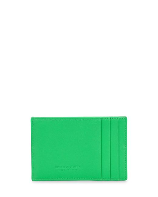 Bottega Veneta Green Cassette Leather Credit Card Case for men