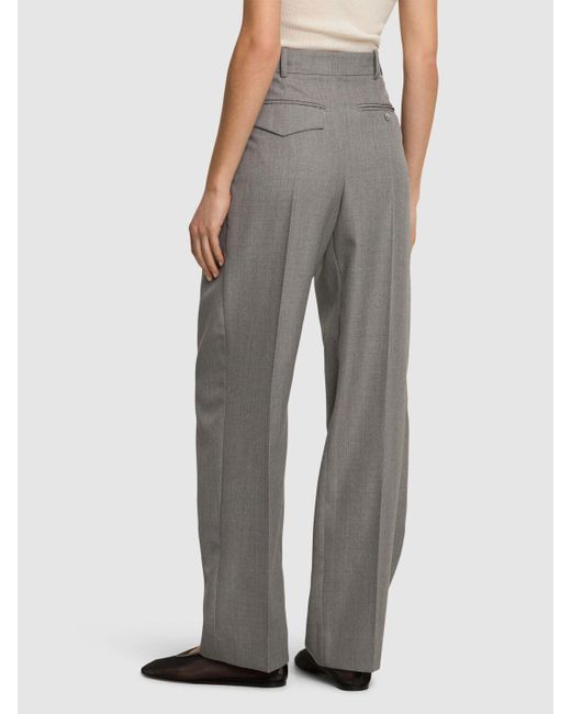 Pantalones de lana Victoria Beckham de color Gray