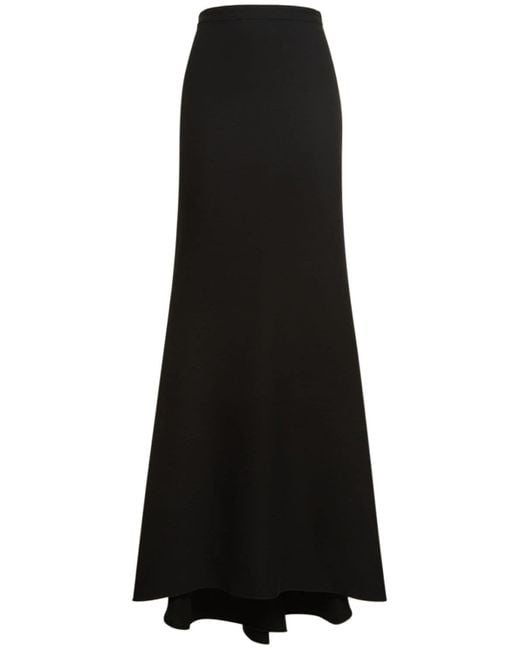 Valentino Silk Cady Long Column Tail Skirt in Black | Lyst