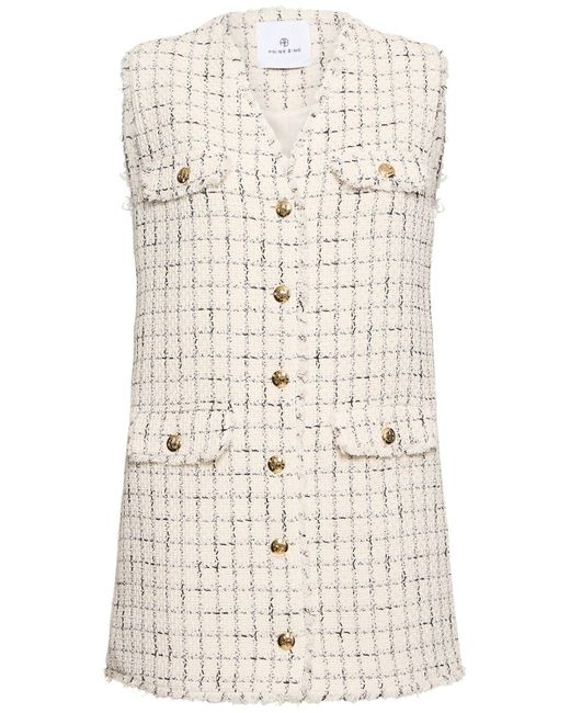 Anine Bing Natural Janet Plaid Cotton Blend Mini Dress