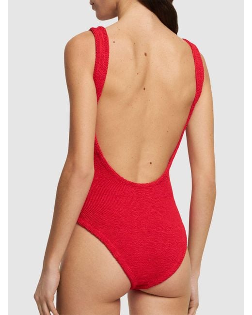 Hunza G Red Square Neck One Piece Swimsuit